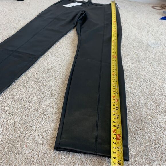 Zara black leggings vegan faux leather high waisted side zipper size medium NWT - Picture 10 of 12